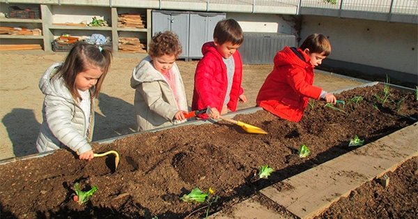 Els infants d&#039;EI3 ens iniciem en el projecte de l&#039;hort