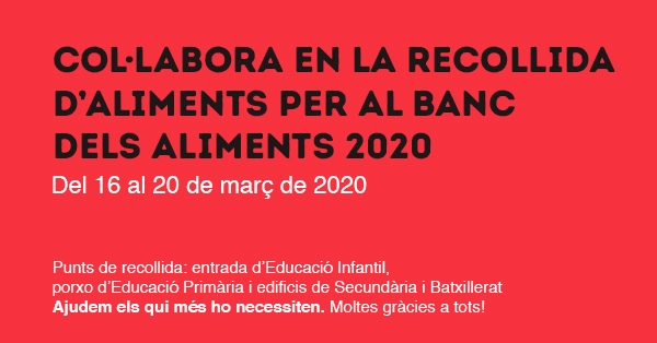 Campanya solidària de recollida d&#039;aliments 2020